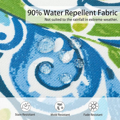 Magpie Fabrics Pack of 2 Outdoor Waterproof Lumbar Rectangular Throw Pillow with Insert, Home Decorative Toss Pillows All Weather Cushion for Patio Garden Car Office (12x20 Inch, Paisley Lapis Green)