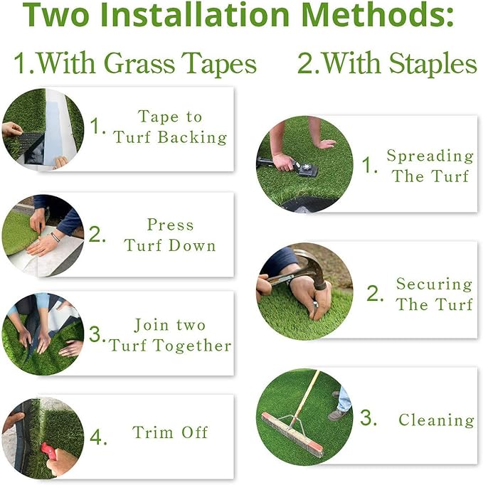 Artificial Grass Turf 11FTX41FT, 1.38" Pile Height Realistic Synthetic Grass, Indoor Outdoor Pet Faux Grass Astro Rug Carpet for Garden Backyard Patio Balcony