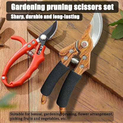 2-Pack Garden Shears Pruning, Flower Scissors for Cutting Fresh Flowers, Professional Garden Clippers Set & Plant Trimmers for Tree, Gardening, Ergonomic Handle