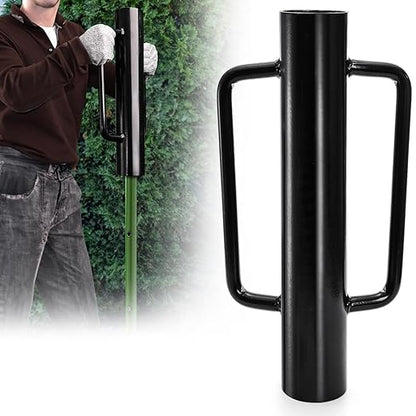 TOPZEA Fence Post Driver, 12LB Heavy Duty T Post Pounder with Ergonomic Handle, 2.7" Inner Dia Steel Posts Hole Diggers Hand Rammer Tool for T Posts, U Channel, Garden& Farm Fencing, Black