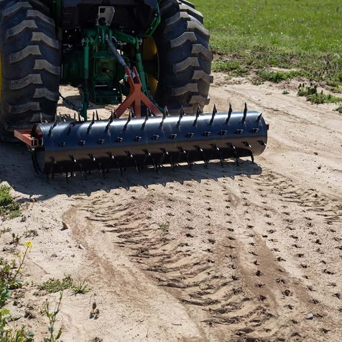 Titan Attachments 3 Point 6 ft Drum Spike Aerator, Fits Cat 1 & 2 Tractors, Tow-Behind Soil Penetrator, Adjustable Weight for Compact Soil, Pull Behind Lawn Tool for Drainage & Fertilization