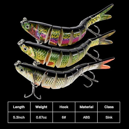 Fishing Lures for Bass Trout Topwater Multi Jointed Swimbaits Slow Sinking Bionic Swimming Lures Bass Freshwater Saltwater Bass Lifelike Fishing Lures Kit