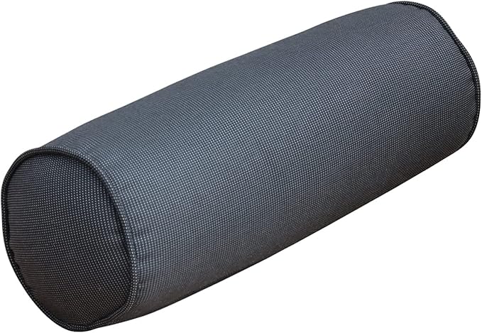 Indoor/Outdoor Bolster Pillows, 16x6 inches Solid Round Lumbar Cylinder Throw Pillows for Outdoor Furnitures, Set of 2, (Black)