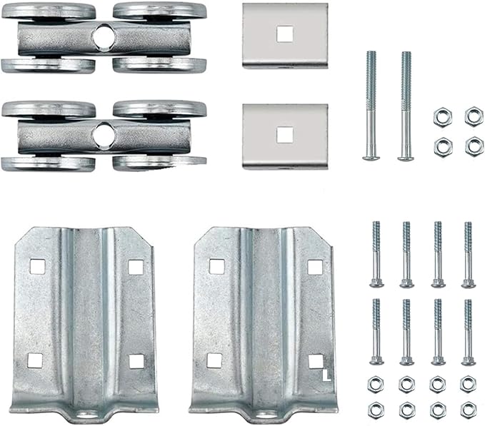 HOME MASTER HARDWARE Box Rail Hanger Kit 2 Set,Exterior Barn Door Hardware Kit,Each Rated Safe Working Load 225 lbs,Zinc Plated