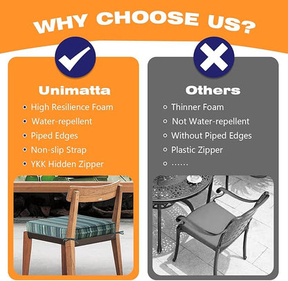 Sunbrella Square Corner Seat Cushions, 19" x 19" x 3", Set of 4, Indoor Outdoor Water Repellent Universal Chair Pads with Ties for Patio Furniture, Garden Deck Dining Chairs, Beach Stripe Lagoon