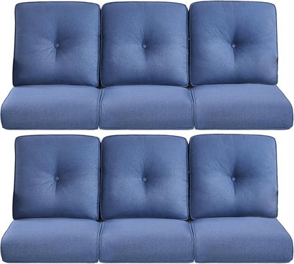Pop 22x25/22x24 Outdoor Furniture Cushions Set of 6 - Comfortable Patio Chair Cushion for Rattan Wicker Dining Rocking Swivel Chairs Loveseat Couch L-Shape Sectional Sofa - Navy Blue/Button