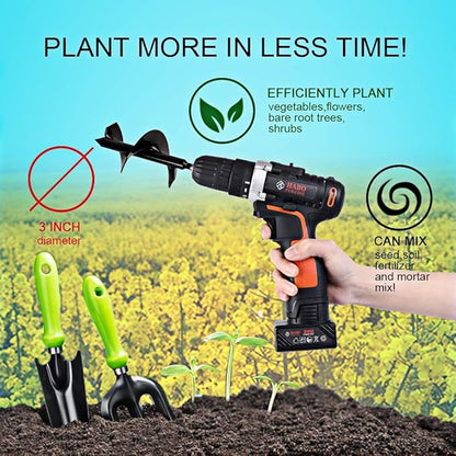 ERYTLLY Bulb Planter, Auger Spiral, Garden Planter Tool 3 x 12 inch,Rapid Umbrella Hole Digger for Planting Bulb Seedlings Bedding Tulips, and Digging Weeds Roots