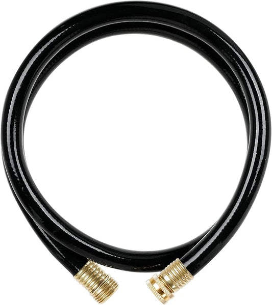 Worth Short Lead-in Black Garden Hose 5/8 in. x 10 ft. -Brass Aluminum Ends for Household & Yard Use -Medium Duty Durable Flexible Lightweight Water Pipe -Kink Free, No Leaking, Male/Female Fittings