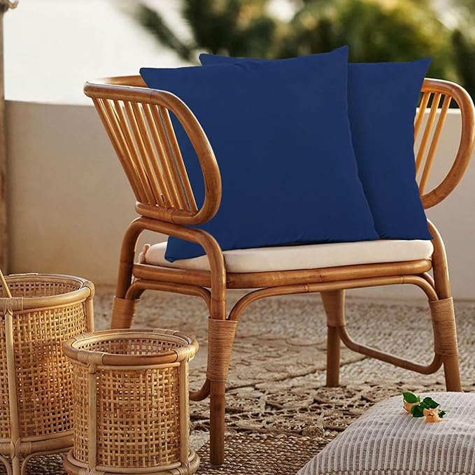 idee-home Outdoor Pillows, Set of 2 with Inserts, Waterproof, 18x18 inch, Dark Cerulean, Polypropylene Fill, Throw Pillow Cases