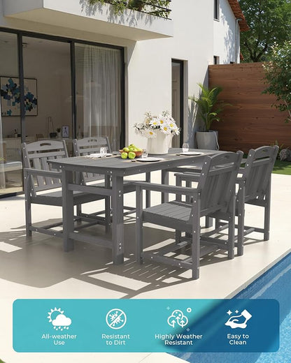 Ciokea Outdoor Patio Dining Chair Set of 2, HDPE Porch Chairs for Dining Table, All-Weather Durable Outdoor Furniture for Backyard, Garden, Lawn & Poolside, Grey