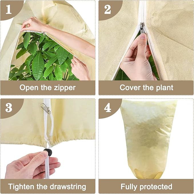 LangRay Plant Covers Freeze Protection, Winter Frost Cloths 2.8oz/yd² with Zipper and Drawstring, Garden Cover Protective Blankets for Outdoor Plants Fruit Palm Olive Trees (47in*71in 1pcs)