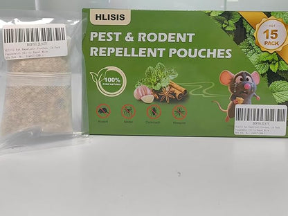 15 Pack Mouse Repellent Pouches, Natural Peppermint Oil Rodent Repellent Pouches for Mice, Squirrel, Rats, Roaches, Ant, Spiders and Other Pests, Indoor & Outdoor Use
