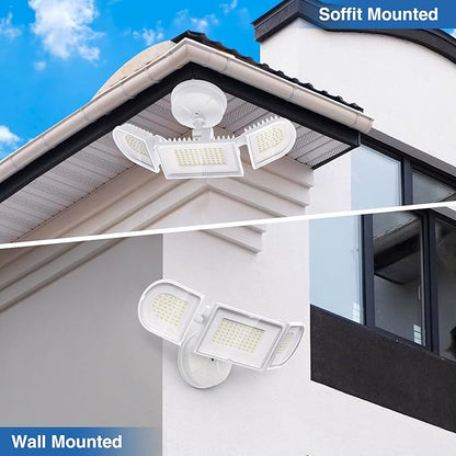 150W Flood Lights Outdoor Waterproof IP65, Exterior LED Floodlights with 3 Adjustable Heads, 15000LM Super Bright Security Lights Fixture, Outside Lights for House, Backyard
