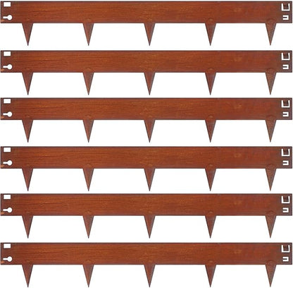 6.3Inch Cor-Ten Steel Landscape Edging, 6 Pack Hammer-in Metal Edging for Landscaping, Garden Edging for Lawn,Pathway, Yard