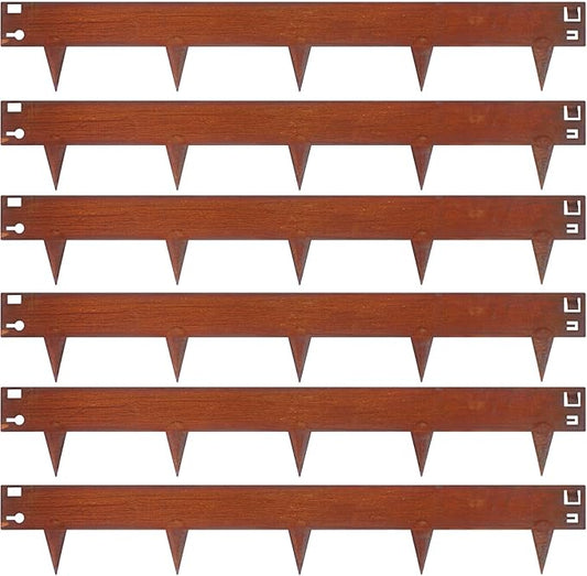 6.3Inch Cor-Ten Steel Landscape Edging, 6 Pack Hammer-in Metal Edging for Landscaping, Garden Edging for Lawn,Pathway, Yard