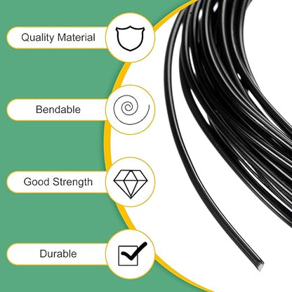 2-Rolls 1.5mm Bonsai Training Wire, 32.8 Feet Total Anodized Aluminum Bonsai Wires for Bonsai Tree Shaping/Branches Fixing/Trunk Holding/DIY Crafting [16.4ft Each, Black]