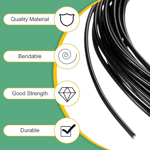 2-Rolls 1.5mm Bonsai Training Wire, 32.8 Feet Total Anodized Aluminum Bonsai Wires for Bonsai Tree Shaping/Branches Fixing/Trunk Holding/DIY Crafting [16.4ft Each, Black]