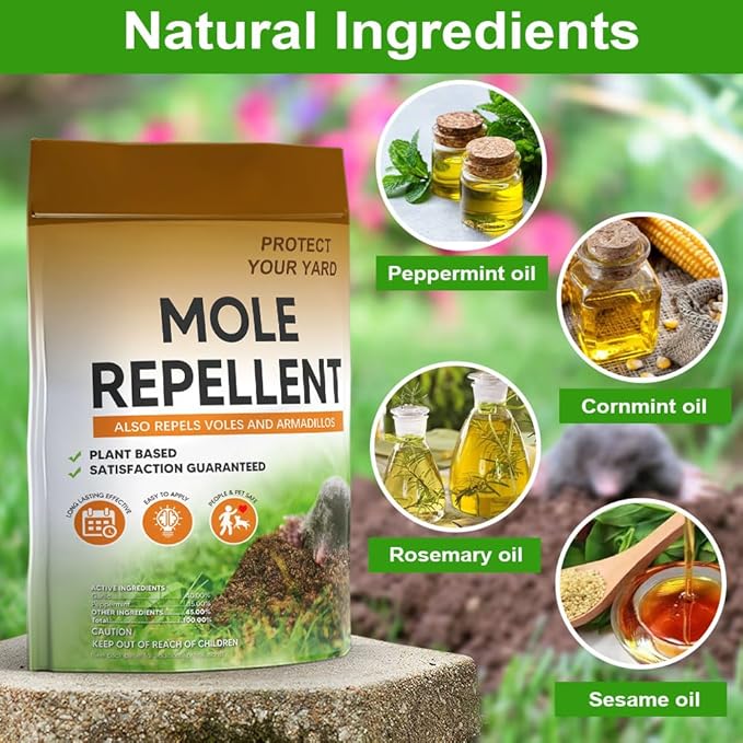 Mole Repellent for Lawns, Gopher Repellent Outdoor, Moles Control, Vole Repellant Groundhog Repellant for Your Lawn and Garden (1.5 Ounce (Pack of 8))
