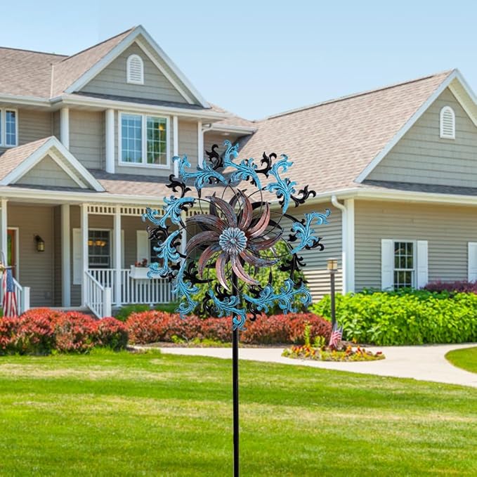 Wind Spinner Outdoor,Large Kinetic Wind Sculptures& Spinner 360 Degrees Wind Spinner Metal Windmill Spinner 58.7 Inch for Patio,Lawn & Garden