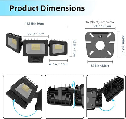 LED Flood Lights Outdoor 120W, 12000lm LED Security Light, High Brightness 4500K Warm White Light with IP66 Waterproof Exterior Floodlights for Yard, Garden,Playground