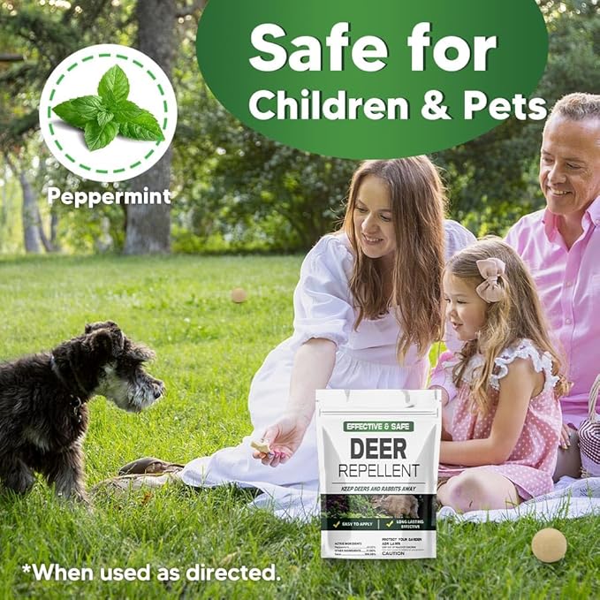 Deer Repellent, Rabbit Repellent Outdoor, Bunny Repellents, Deer and Rabbit Deterrent, Safe for Garden/Yard/Plants/Flowers, Lasting for 60 Days-10 Packs