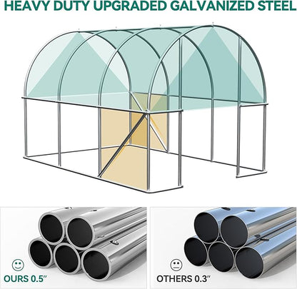 YITAHOME10'x7'x7' Greenhouses Large Walk-in Green House Heavy Duty Tunnel Green Houses Outdoor Portable Plant Gardening Upgraded Galvanized Steel Frame Zipper Doors 5 Crossbars Garden