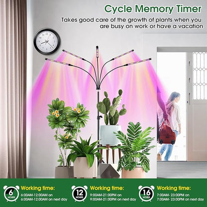 Wolezek Grow Lights for Indoor Plants, 2 Pack Full Spectrum Plant Light with Adjustable Stand, 5-Head LED Grow Light with Auto 6/12/16H Timer, 5 Brightness Levels, Ideal for Large & Tall Plants