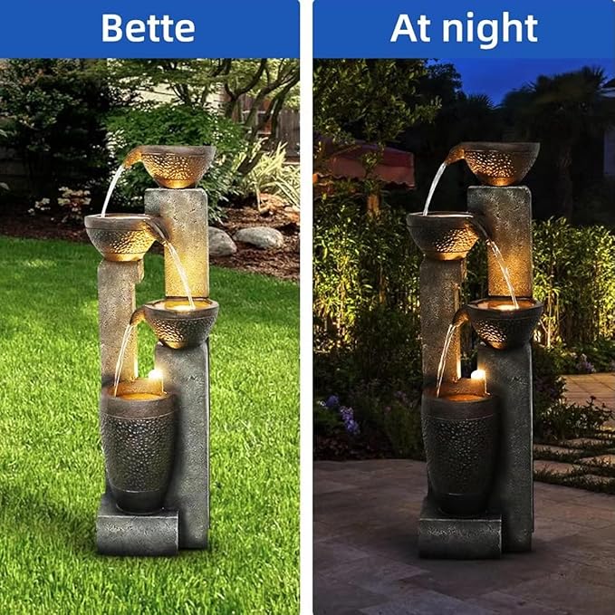 40''H 4-Tier Outdoor Garden Water Fountain Decor, Resin Fountain for Garden, Floor Patio, Deck, Porch, Backyard and Home Art Decor (40inch)