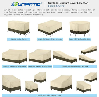 SunPatio Chaise Lounge Cover Outdoor Waterproof, Heavy Duty 2 Pack Patio Lounge Chair Cover, UV & Rip & Fade Resistant, All Weather Protection, 80W x 32D x 25H inch, Beige & Olive