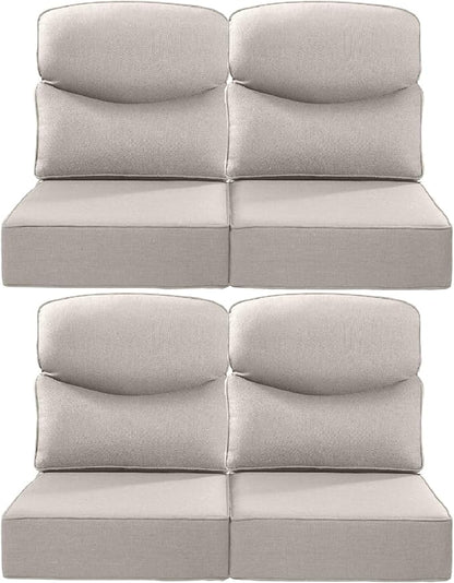 Luxury 24x24x6 Inch Smile Patio Dining Chair Cushions Set of 4 - Heavy Duty Water Slashproof Outdoor Seat Cushion for Outside Furniture Swivel Chairs Loveseat L-Shape Sofa - Beige