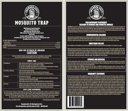 Grandpa Gus’s Mosquito Trap - Effective Long Term Outdoor Mosquito Control Killer Trap, Eco Friendly Insect Prevention for Patios and Gardens (Pack of 2)