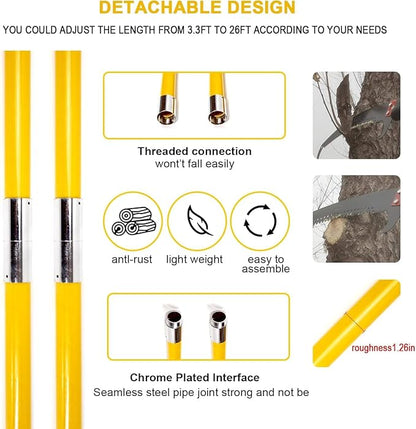 30Ft Tree Pole Pruner, 2025 Upgraded Spring Manual Branches Trimmer for Garden Tools Loppers Hand Pole Saws Extendable Height with Knives and Storage Pocket