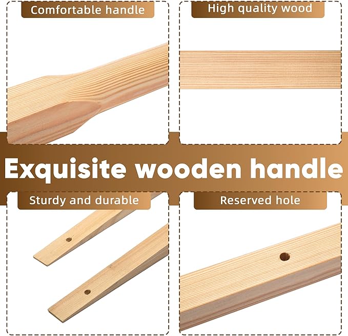 uyoyous 1 Pair Wheelbarrow Handles Replacement 59" Wood Wheel Barrow Replacement Handle Kit with 2 Wheelbarrow Wedge Heavy Duty Wood with Tough Seal Coat and Pre Drilled Holes, Easy to Install