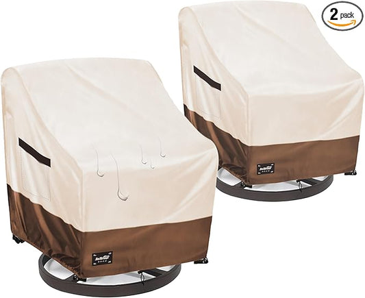 Outdoor Chair Covers 2 Pack, (33W x35D x38H inches)100% Waterproof Heavy Duty Patio Furniture Covers ,Outdoor Furniture Covers Waterproof for Patio Chair Covers,Beige&brown