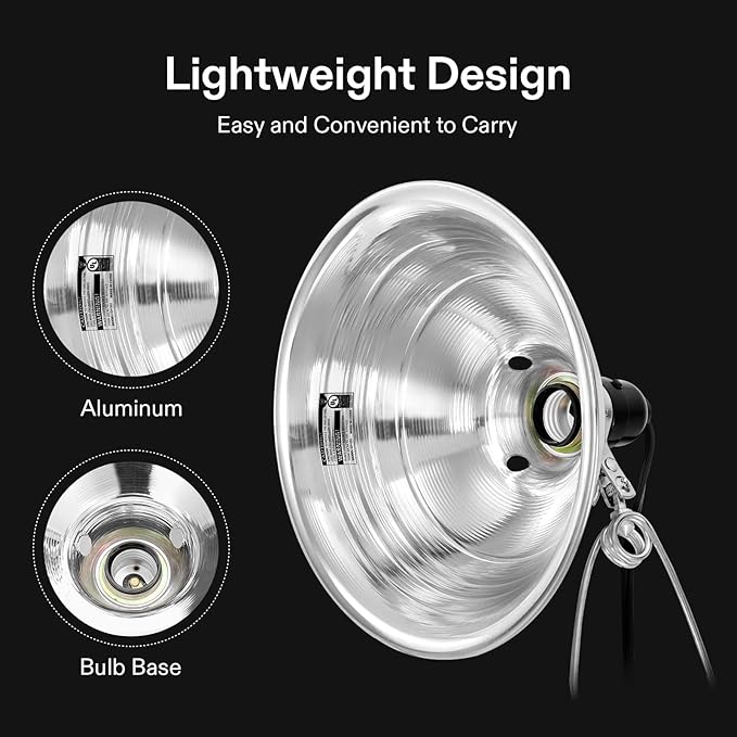 VIVOSUN 4 Pack Clamp Lamp Light with Detachable 8.5 Inch Aluminum Reflector up to 150 Watt E26 Socket (No Bulb Included), 6 Feet Cord, UL Listed