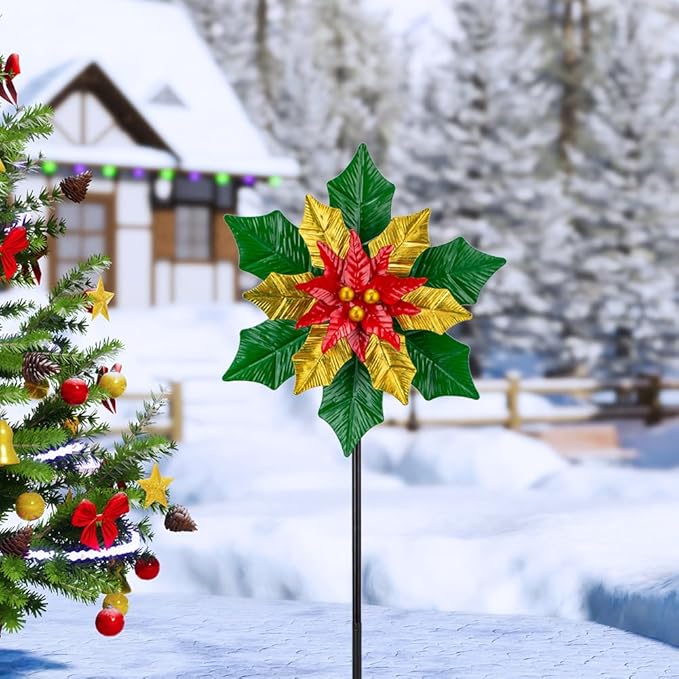 Viveta Christmas Outdoor Wind Spinners, Garden Wind Spinner, Festive Windmill for Yard Garden, Christmas Decorations Outdoor