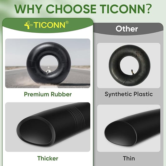 TICONN 4.80/4.00-8 Inner Tube, 2 Pack Inner Tire Tube for Wheelbarrow Tires, Replacement Tube with TR-13 Straight Valve Stem for Wheelbarrows, Mowers, Hand Trucks