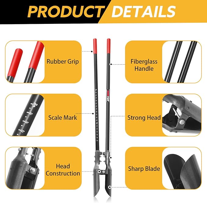 Heavy Duty Post Hole Digger with Fiberglass Handle Manual Fence Post Diggers,58 inches