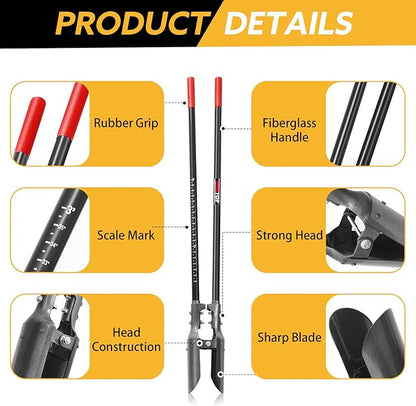 Heavy Duty Post Hole Digger with Fiberglass Handle Manual Fence Post Diggers,58 inches