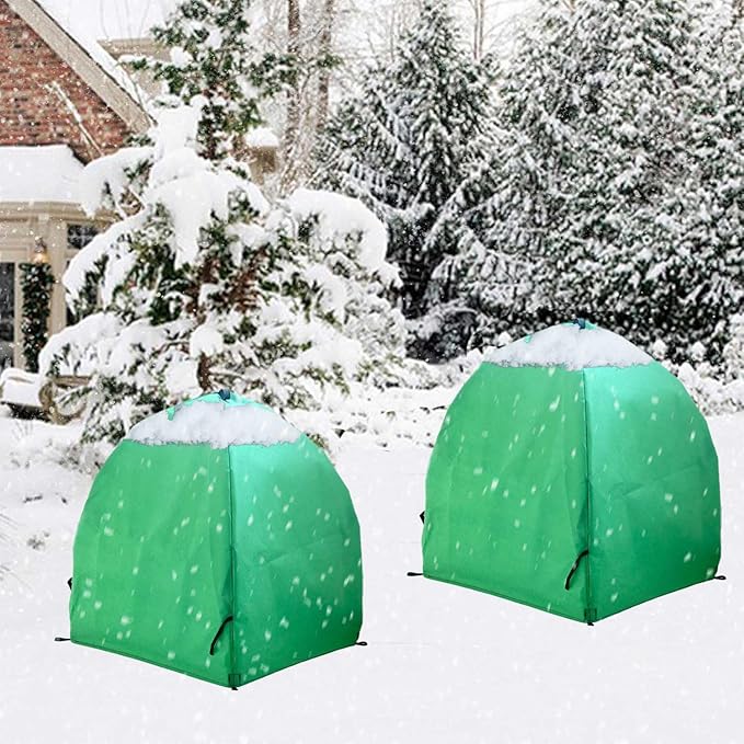 2 Pack Plant Freeze Protection Covers Winter Shrub Covers Plant Frost Protection Tent, Warm Plant Tents Protecting Fruit Potted Plants Tree from Freezing Animals Eating ((22x22x23in, Frost Cloth))
