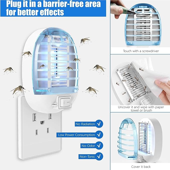 6 Pack Bug Zapper Indoor, Electronic Mosquitoes Killer Zapper with Blue Lights for Living Room, Baby Room, Kitchen, Bedroom(4)