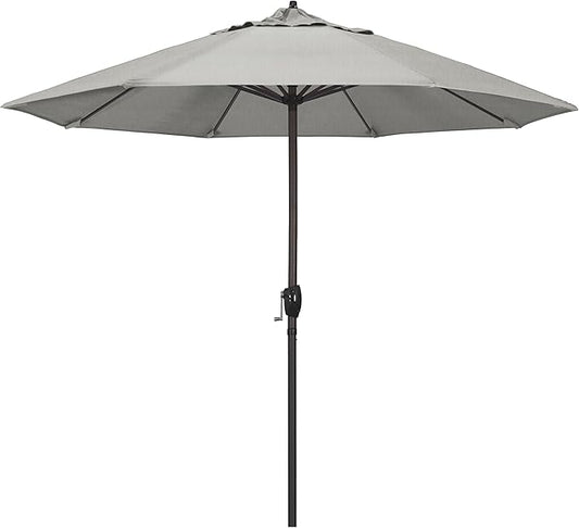 California Umbrella 9' Round Sunbrella Aluminum Outdoor Deck, Pool or Patio Umbrella, Crank Lift, Auto Tilt, Bronze Pole, Granite