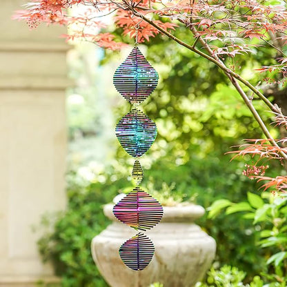Wind Spinners Outdoor, 3D Helix Whirl, Gradient Multicolor, 24 inches Stainless Steel Metal, Hanging Wind Spinners, Garden, Yard Décor, Outside, Gifts for Women Mom Wife