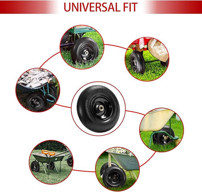 (2-Pack) 4.00-6 Wheelbarrow Tires, 13 Inch Pneumatic Tire and Wheel with 5/8" or 3/4" Bearings, 1.75"-5.75" Center Hub 4.00-6 Pneumatic Tire for Wheelbarrows, Trolleys, Garden Carts