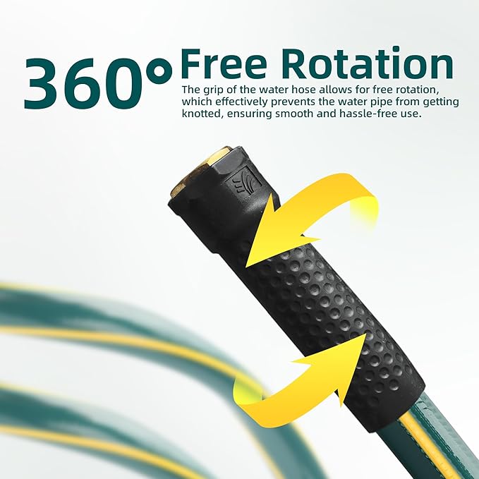 Solution4Patio Homes Green Garden Hose 3/4 in. x 25 ft. -Kink Free, No Leaking, Male/Female Fittings -Heavy Duty Durable Flexible Lightweight Water Pipe -Brass Aluminum Ends for Household & Commercial