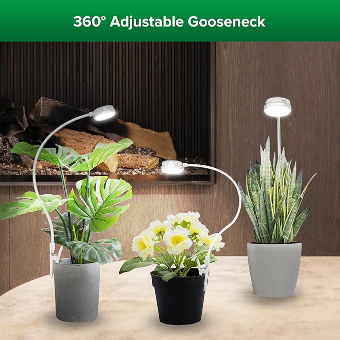 SANSI Grow Lights for Indoor Plants, ETL Listed Pot Clip LED Plant Lights for Indoor Growing, Full Spectrum, 4-Level Dimmable, Auto On Off 3 6 12 Hrs Timer for Small Plants,Garden White 5V 6-Pack