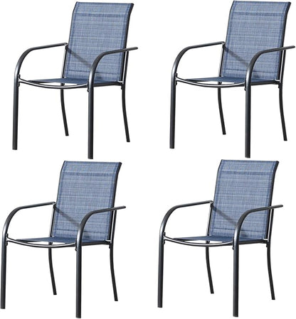 Outdoor Dining Chairs Set of 4, Stackable Patio Chairs with Textilene Fabric, Lightweight Garden Chairs for Poolside, Backyard, Camping, Light Blue