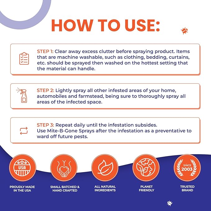 Mite Killer Treatment Spray Pack by Mite-B-Gone | Kills All Types of Mites, Dust, Spider, Rat, Carpet & Bird Mites | Safe for Homes, Furniture & Pets | Non-Toxic | Kid & Pet Friendly | 1 Gal 4-Pack