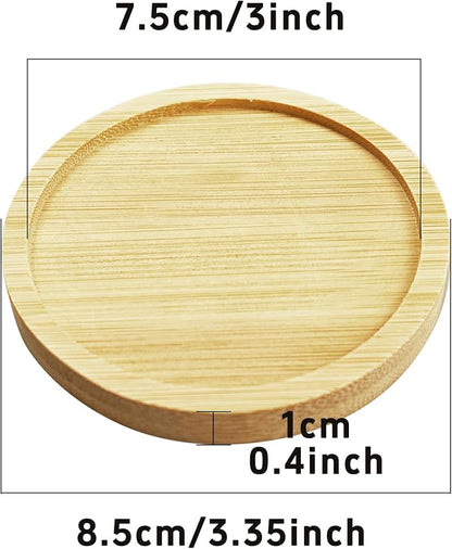 6Pcs 3” Bamboo Plant Saucer, Round Pot Tray for Indoor Planters, Succulent Holder Drainage Tray, Versatile Coaster Set for Home Office Decor