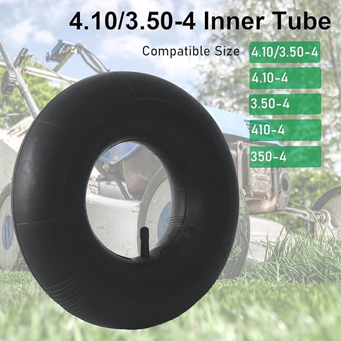 2-Pcs 4.10/3.50-4 Inner Tube 4.10-4 3.50-4 Heavy Duty Replacement Tube Straight Valve Stem for Wheelbarrows/Mowers/Hand Trucks and More